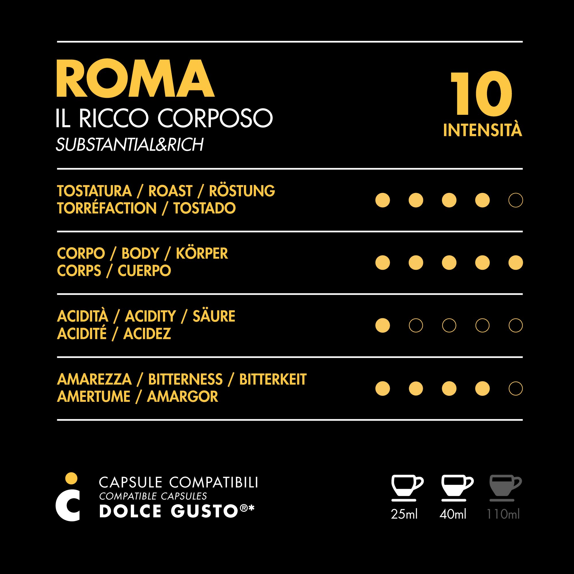 Dolce Gusto, 96 kapsułek do kawy z Dolce Gusto skombpatible - Il Caffè Italiano - mieszanka Roma, intensywność 10