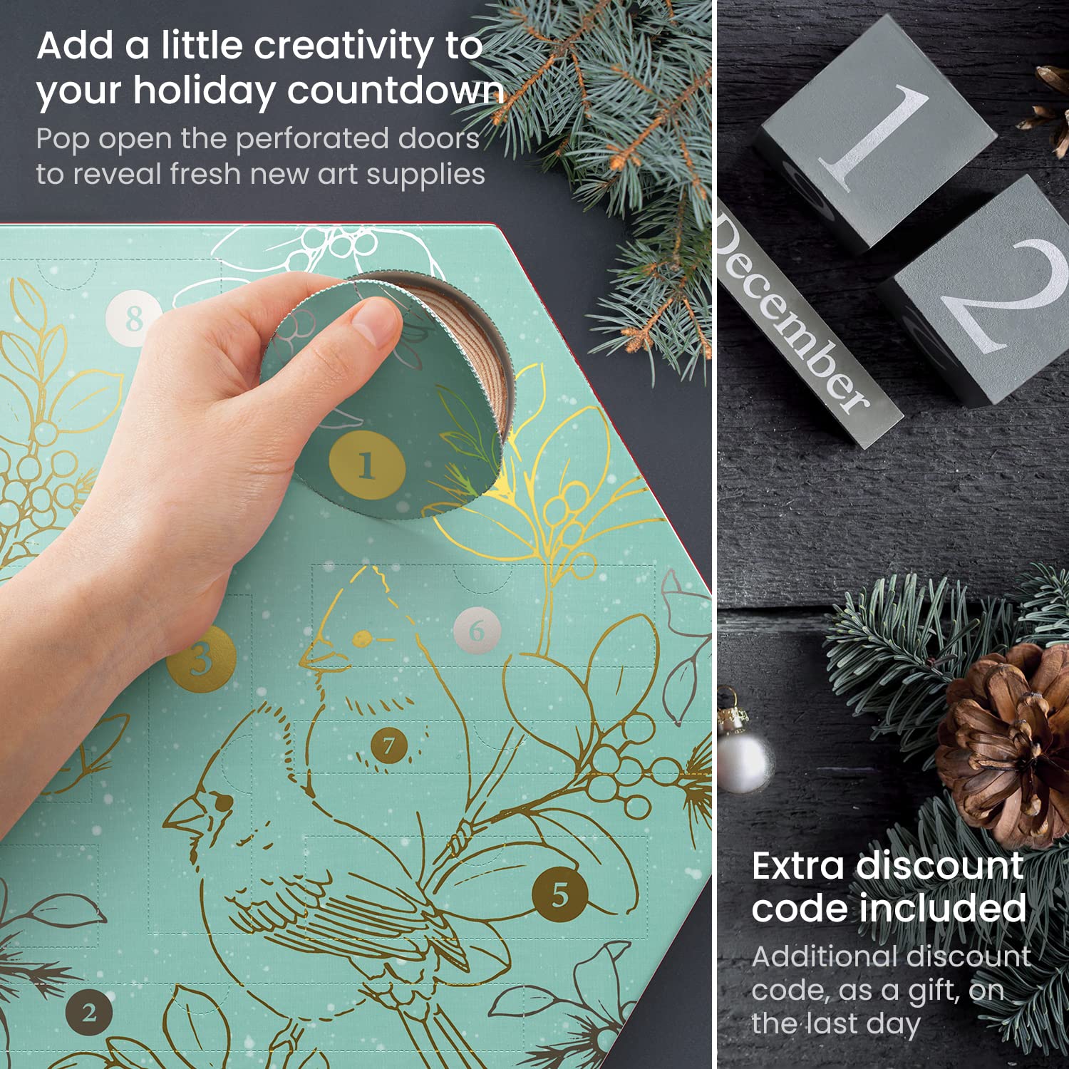 Amazon.com: Arteza Christmas Advent Calendar 2022 – 12-Day Christmas  Countdown Calendar – 16 Artistic Gifts Including Art Supplies, Tips, & Art  Challenges – Festive Holiday Decor Designed by Diane Hill : Home & Kitchen