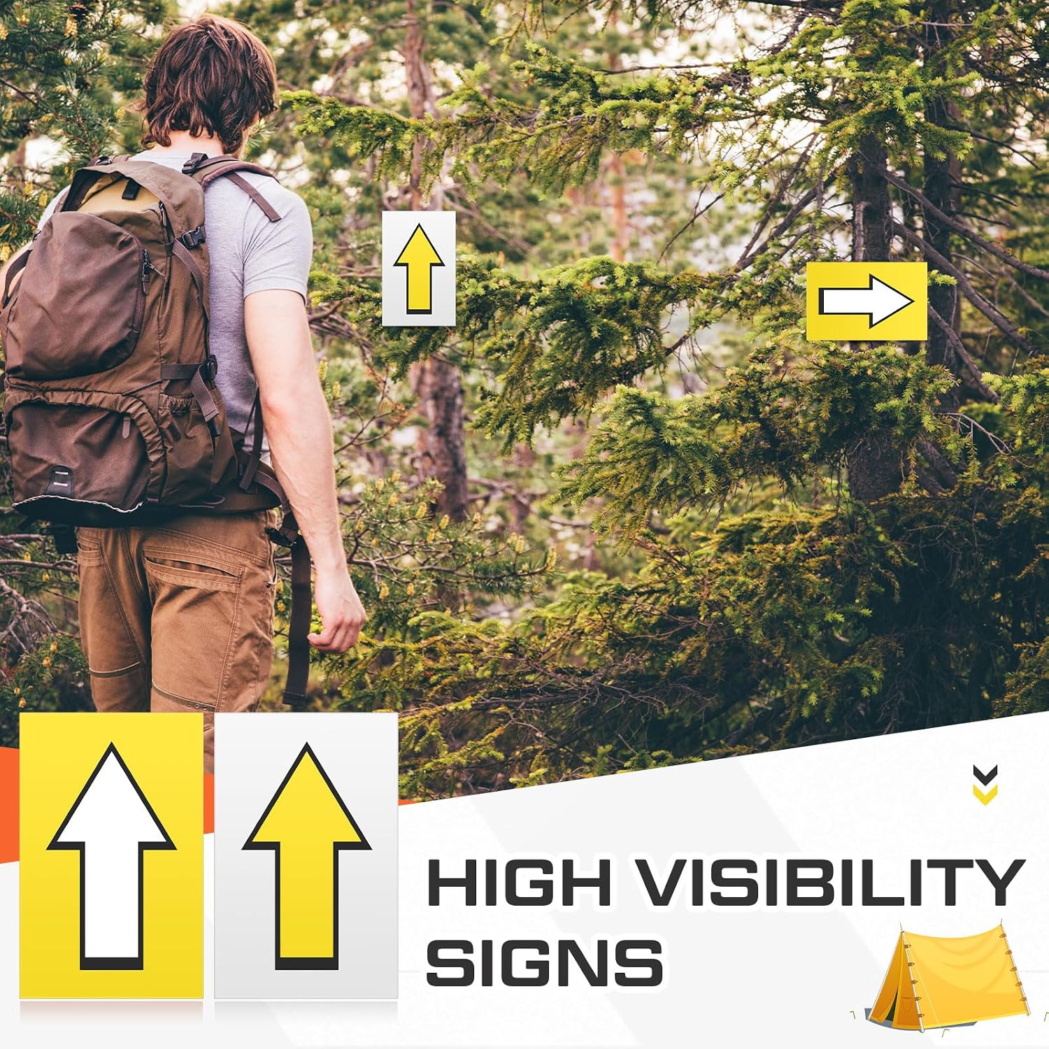 150 Pcs Racing Course Trail Marker Arrow Sticker Arrow Sign Directional Signs Floor Markers Flashing Arrow Signs Outdoor Camping Hiking Hunting Driving, 8"x5"