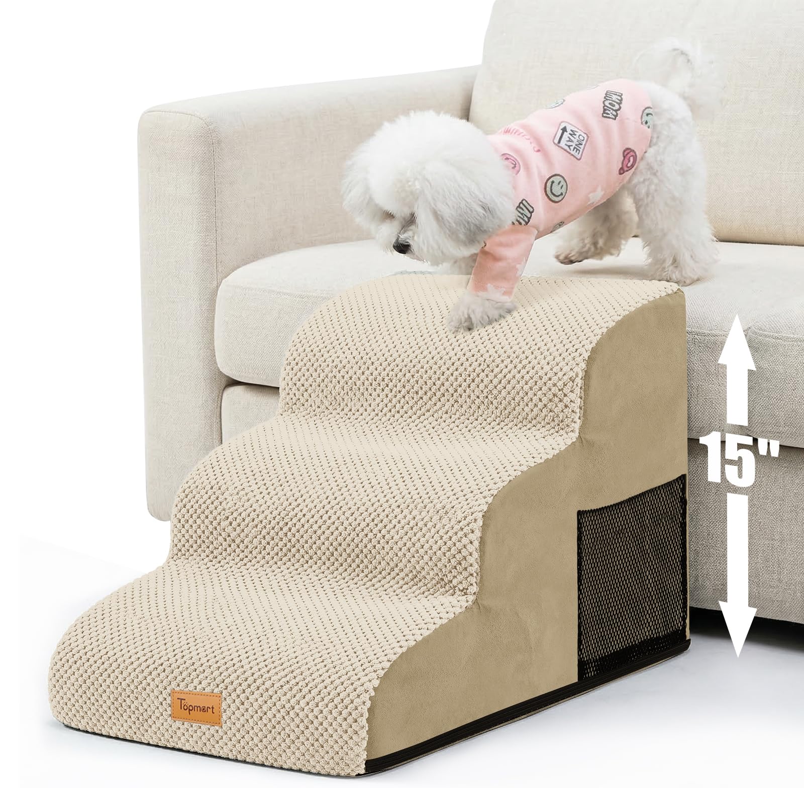 Topmart 3 Tiers Foam Dog Ramps/Steps,Non-Slip Pet Steps