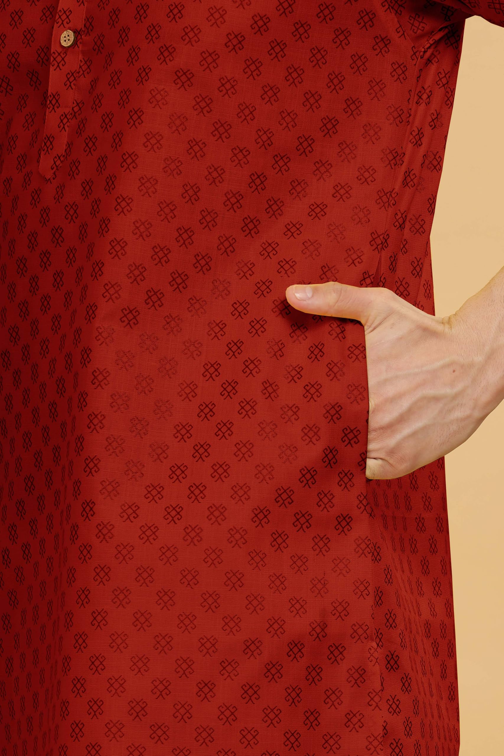 Be Active Men's Cotton Regular Kurta (C-399-1_Red