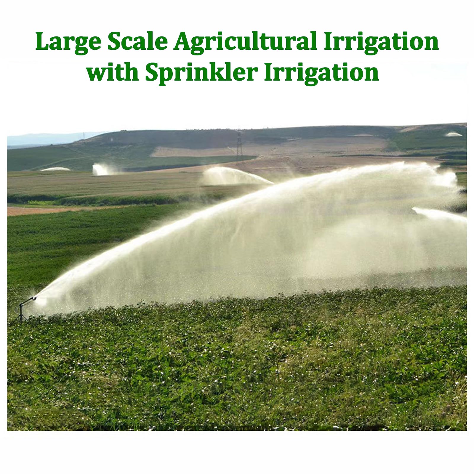 Irrigatore per irrigazione agricola, irrigatore regolabile da 5,1 cm per grandi aree, spray per irrigazione con 4 ugelli, ideale per irrigazione di fattoria, prato e giardino