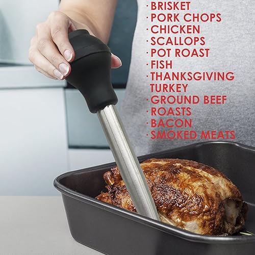 Miniatura 2 de Mejor Utensilios Acero Inoxidable Turquía Baster Grado Comercial Calidad Bombilla de Silicona Incluyendo 2 Agujas Inyectoras de Adobo y Cepillo Para