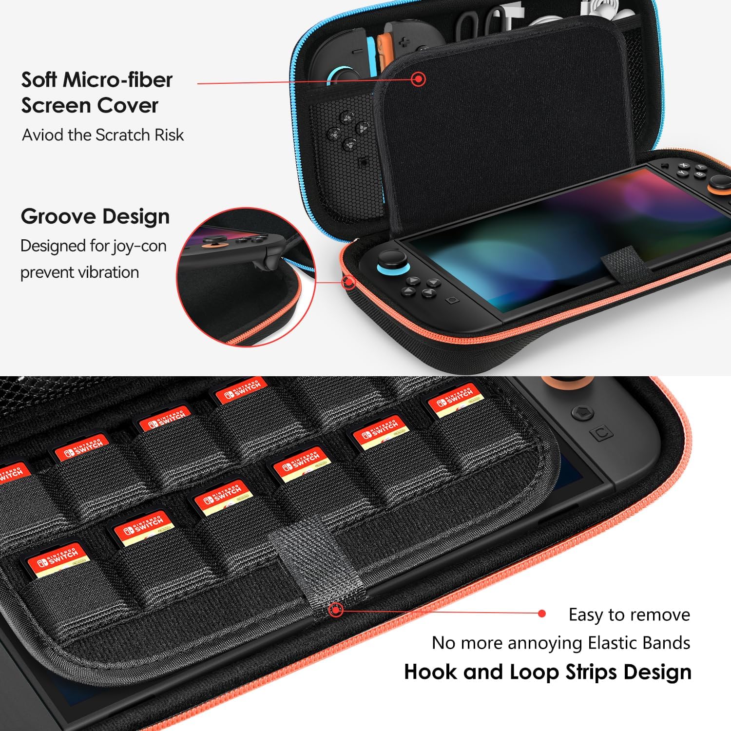 ivoler Carrying Case for Nintendo Switch 2 (2025 Model), Portable Hard Shell Pouch Carrying Travel Game Bag for Switch 2 Accessories Holds 12 Game Cartridge, Black - Image 3