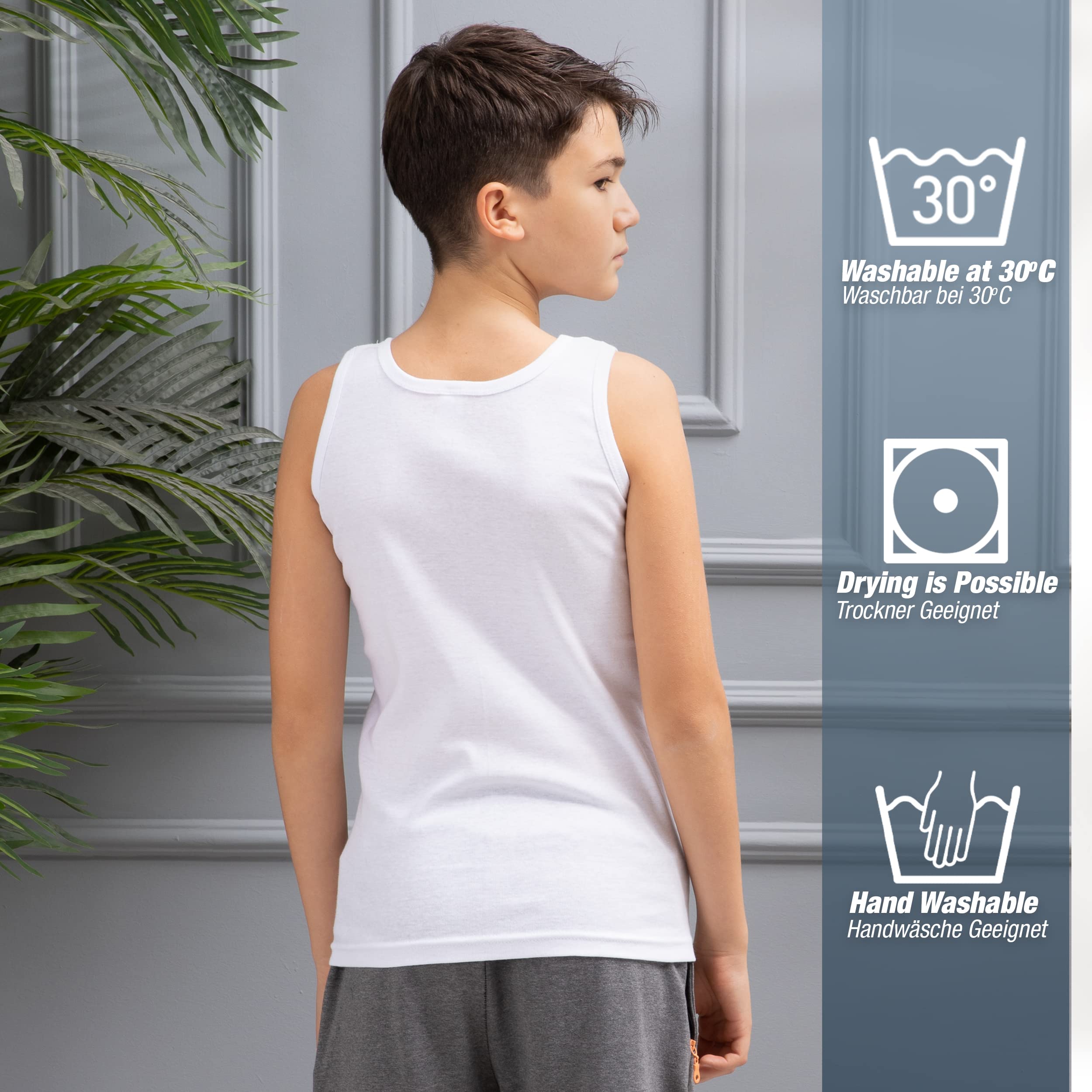LOREZA ® 6 sztuk podkoszulek chłopięcych, 100% bawełna, tank top