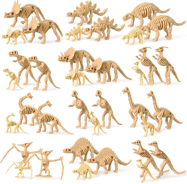36 Pieces Dinosaur Fossil Skeletons, Assorted Figures Dino Bones for Science Play Dino Sand Dig Dinosaur Gifts for Dinosaur Themed Birthday Christmas Thanksgiving Party Favor Decorations