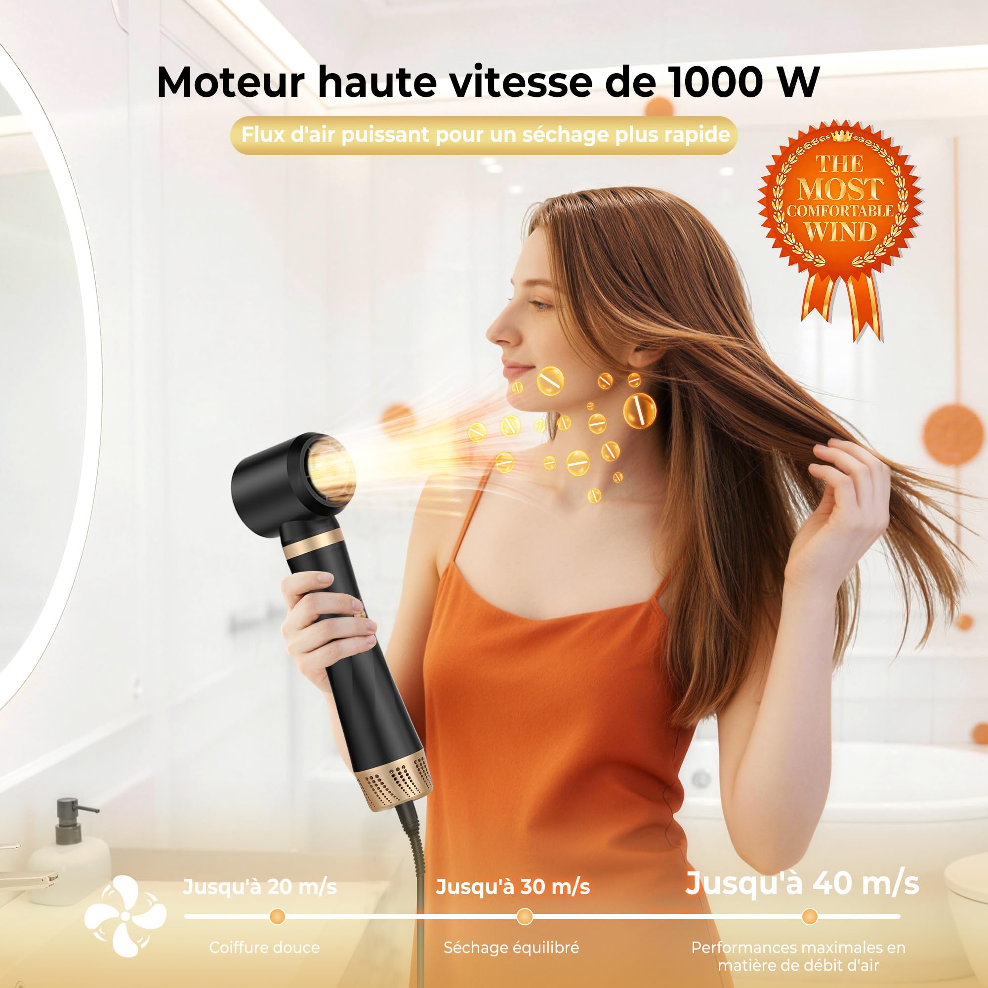 Hairstyler 5 w 1, [110 000 U/min] Zestaw do stylizacji włosów i dmuchanej szczotki, [350g] Haarstyler Multistyler do delikatnego kręcenia i prostowania, Föhnbürste zestaw do codziennej stylizacji | Szczotka do włosów High-Speed z technologią jonową, 350 g