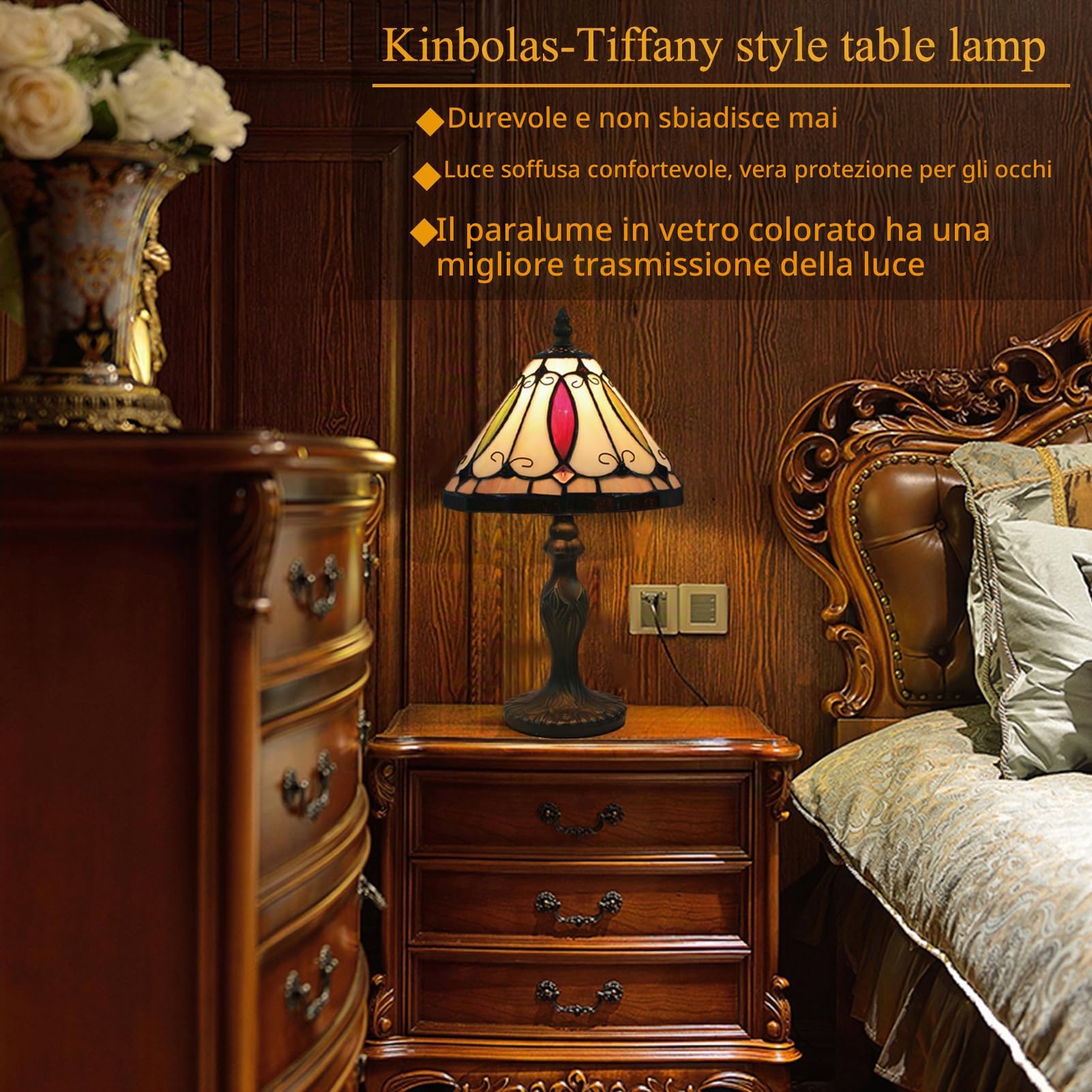 Lampada Da Tavolo Da 8 Pollici In Stile Tiffany Plamshades In Vetro Piccola Lampada Da Comodino Lettura Antica Scrivania Light Soggiorno Camera Da Letto Ufficio Vintage Art Dec