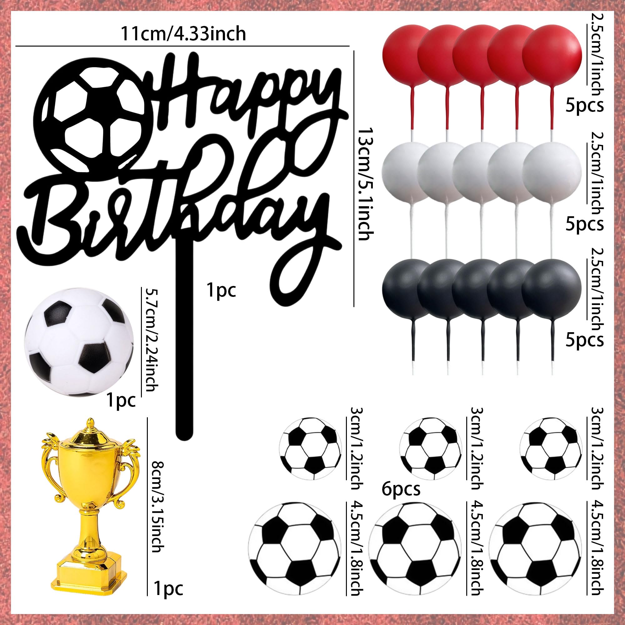 Soccer Cake Topper Soccer Ball Player Cake Decorations Football Birthday Cake Decoration for Men Soccer Sport Theme Birthday Party Supplies - Image 2
