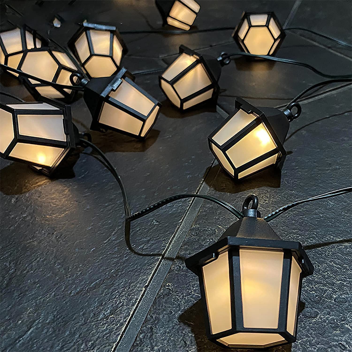 Guirnalda de faroles solares para decoración de jardín al aire libre, 10 luces LED vintage para bodas, fiestas, patio, hogar, árbol de Navidad (20 LED)