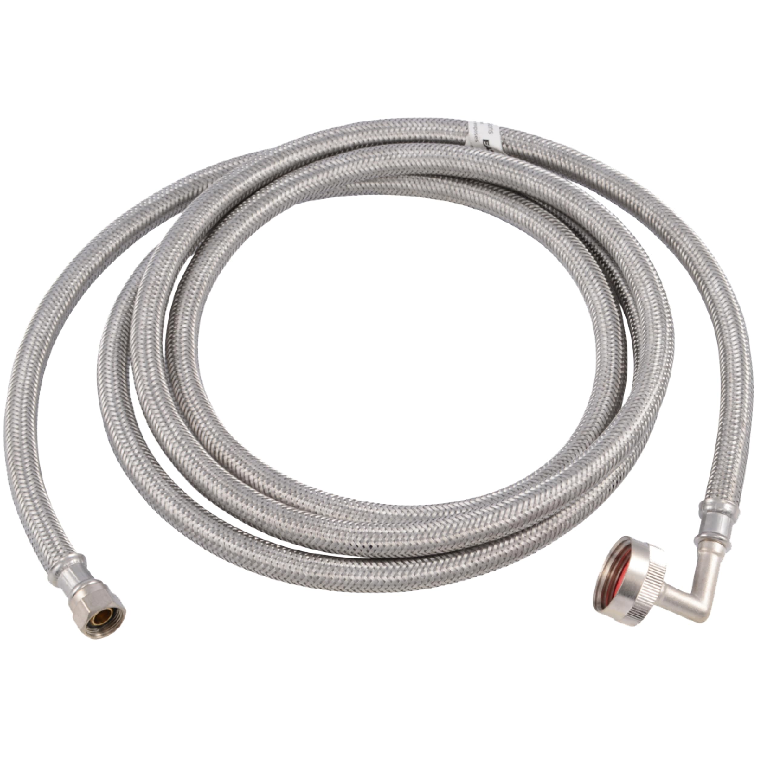 Eastman 41015 Stainless Steel Dishwasher Connector with Elbow COMP x 3/8" FHT, 10 Ft Length, Silver, Feet