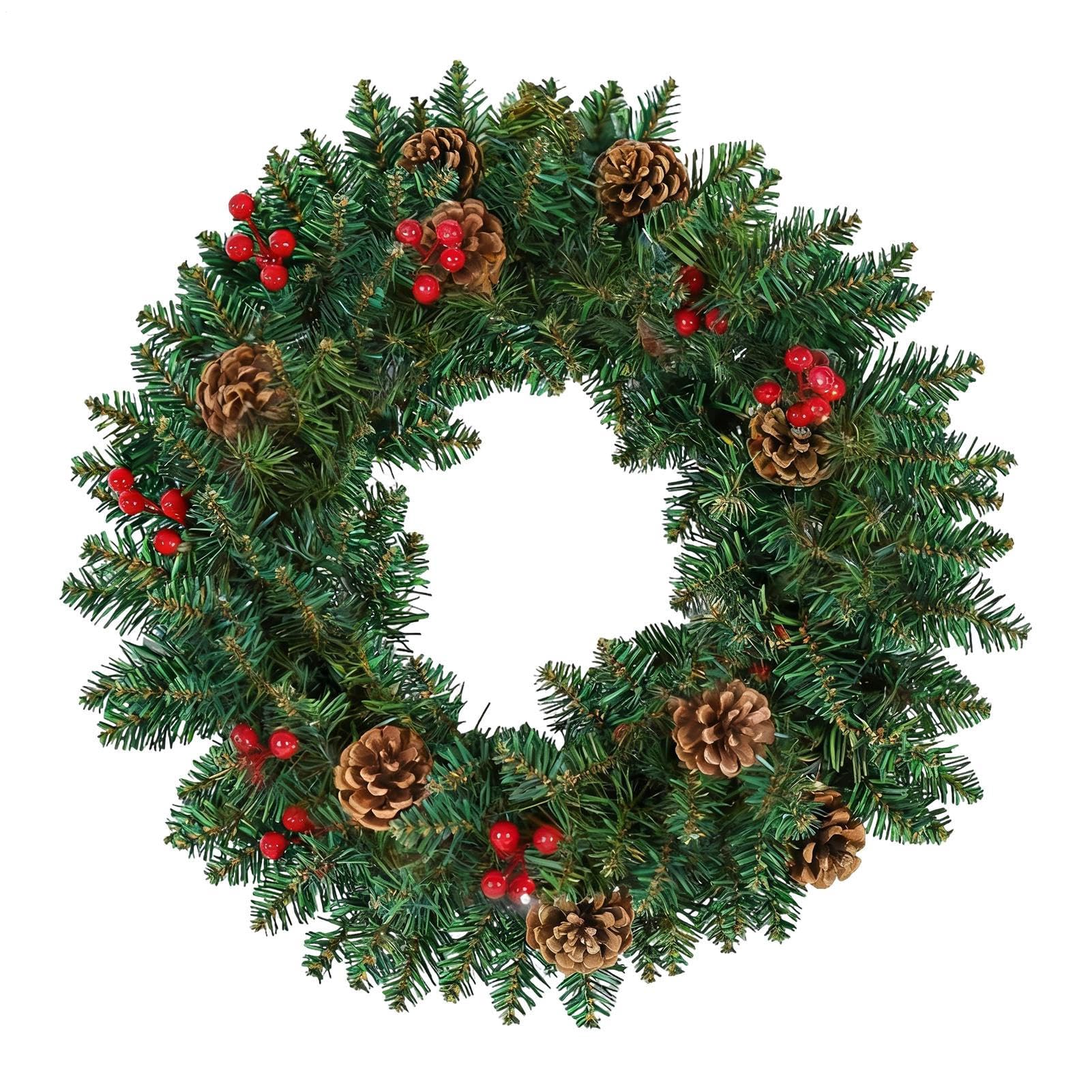 Couronne de Noël pour porte d'entrée et fenêtre décoration lumineuse pour salon chaleureux