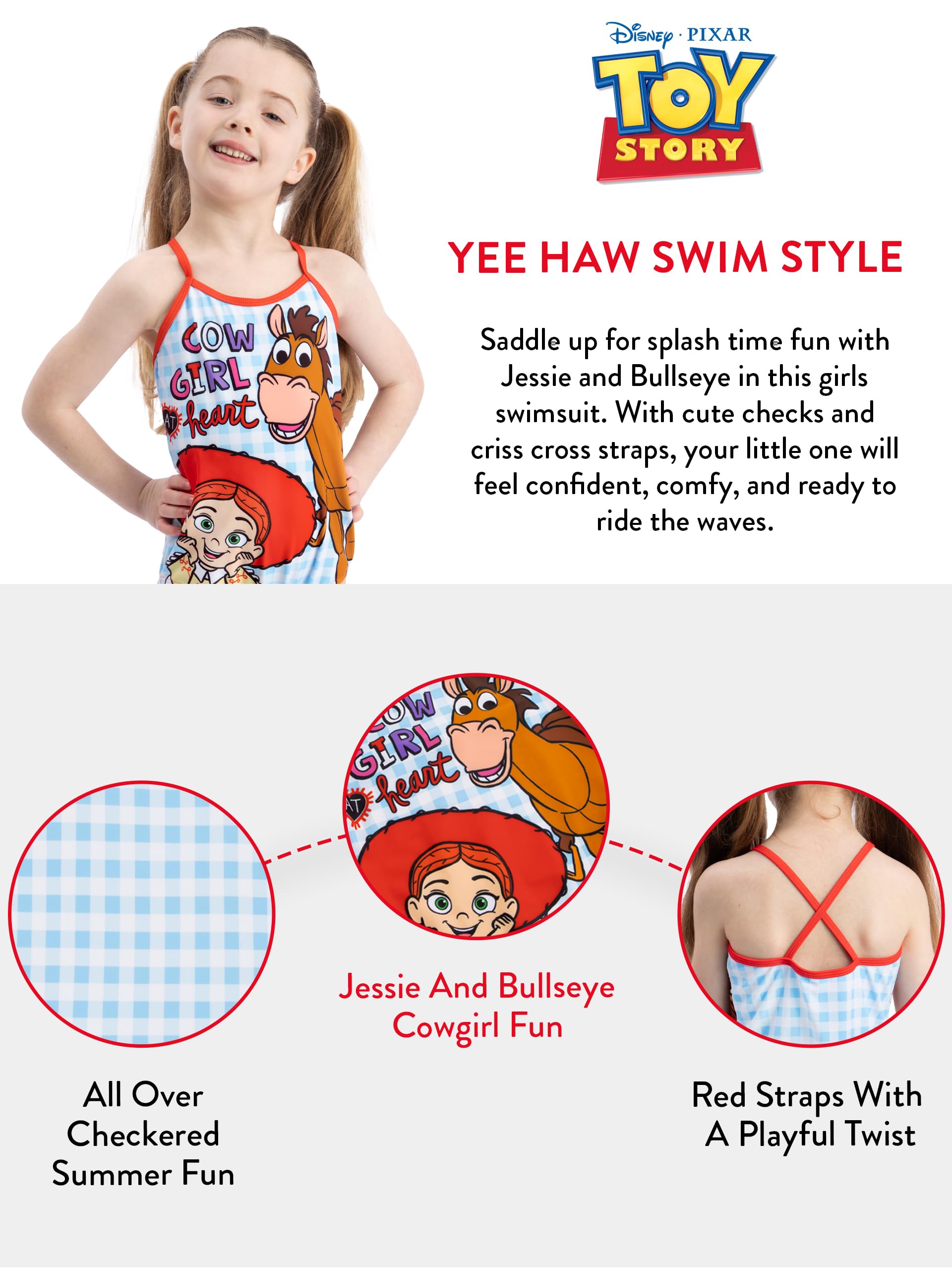 Disney Maillot de Bain Filles Toy Story, Maillot de Bain Une pièce Toy Story Jessie et Bullseye, Vetement Fille