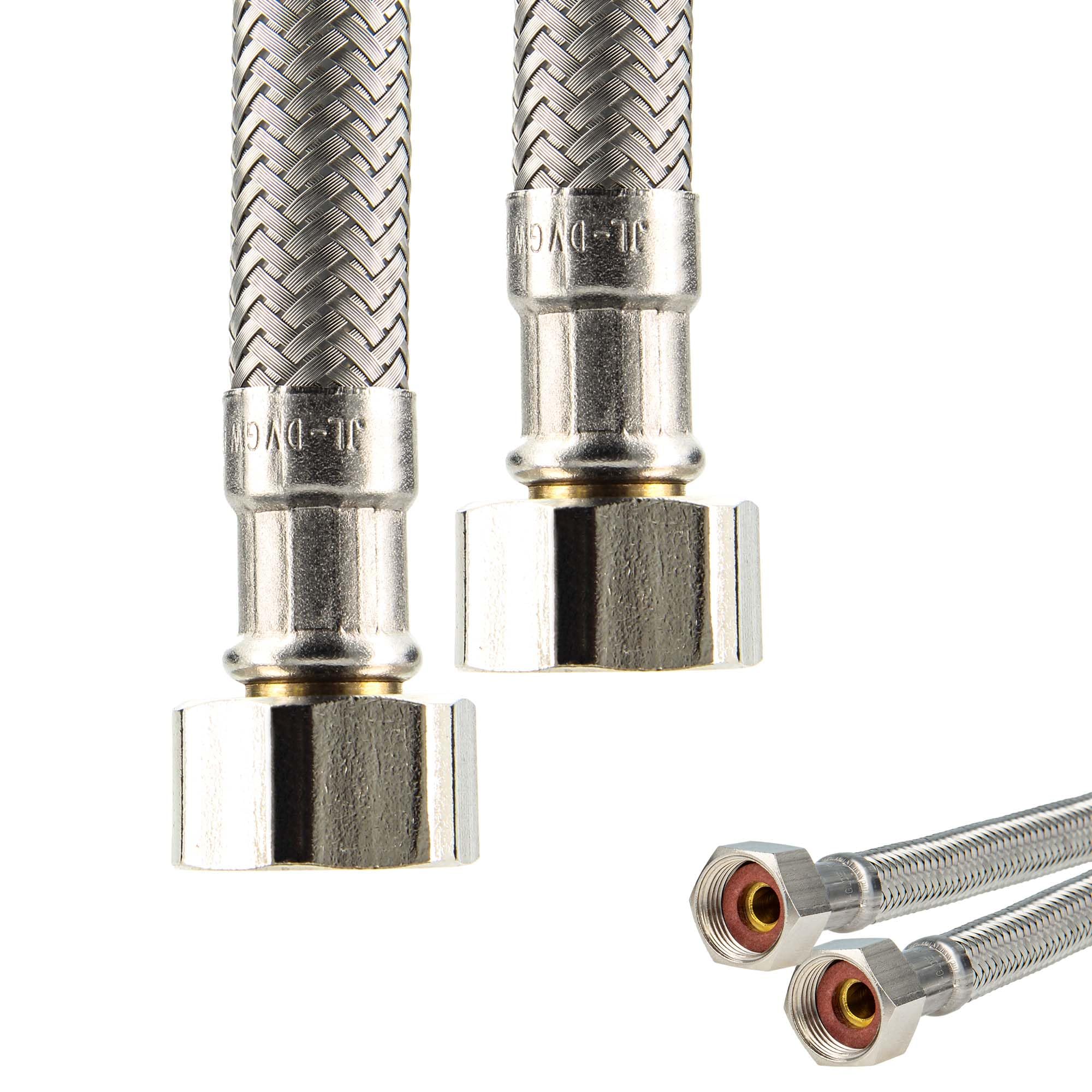 Tecuro Men's Silver Sanitary Connection Hose Extension 3/8 Inch (9.53 Mm) Union Nut X 3/8 (9.53 Mm) Union Nut - Length 300 Mm.