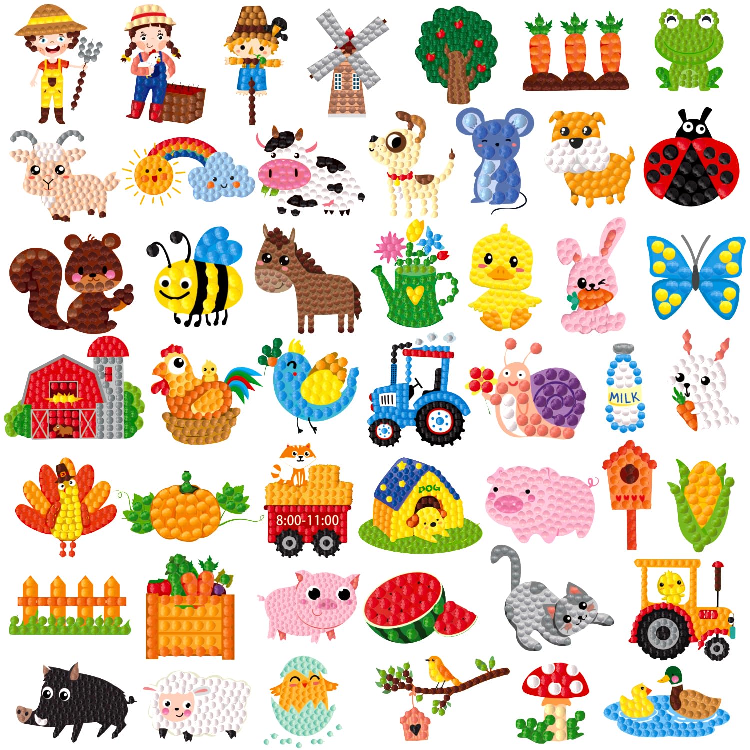 Labeol Diamond Art Kits for Kids Boys and Girls Ages 6-8-10-12 Easy to DIY Creative Diamond Art Sticker Craft by Numbers Kits for Kids and Adult Beginners (Farm)
