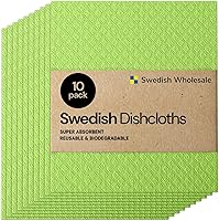 Vista 1 de Swedish Wholesale Paños de cocina suecos para cocina, paquete de 10 toallas de papel reutilizables, lavables, paños de microfibra de esponja