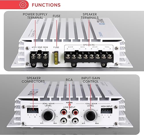 Miniatura 4 de Receptor amplificador marino Bluetooth 2.1  Amplificador de audio inalámbrico de 4 canales impermeable para altavoz estéreo con fuente de MOSFET