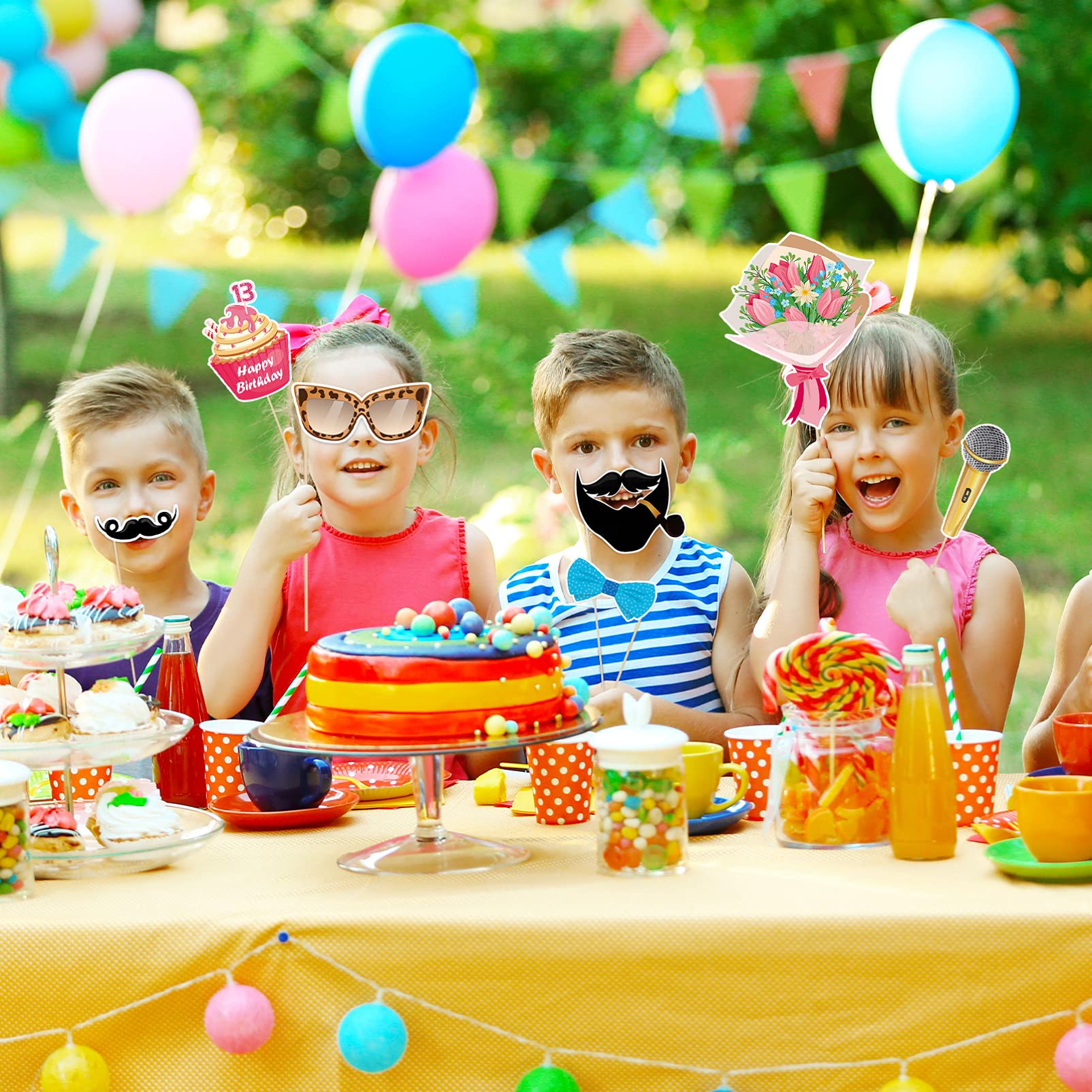 Set 25 Accessori Per Foto 13° Compleanno – Cartelli Con Bastoncino E Scritte, Già Pronti Per Selfie E Decorazioni - 3