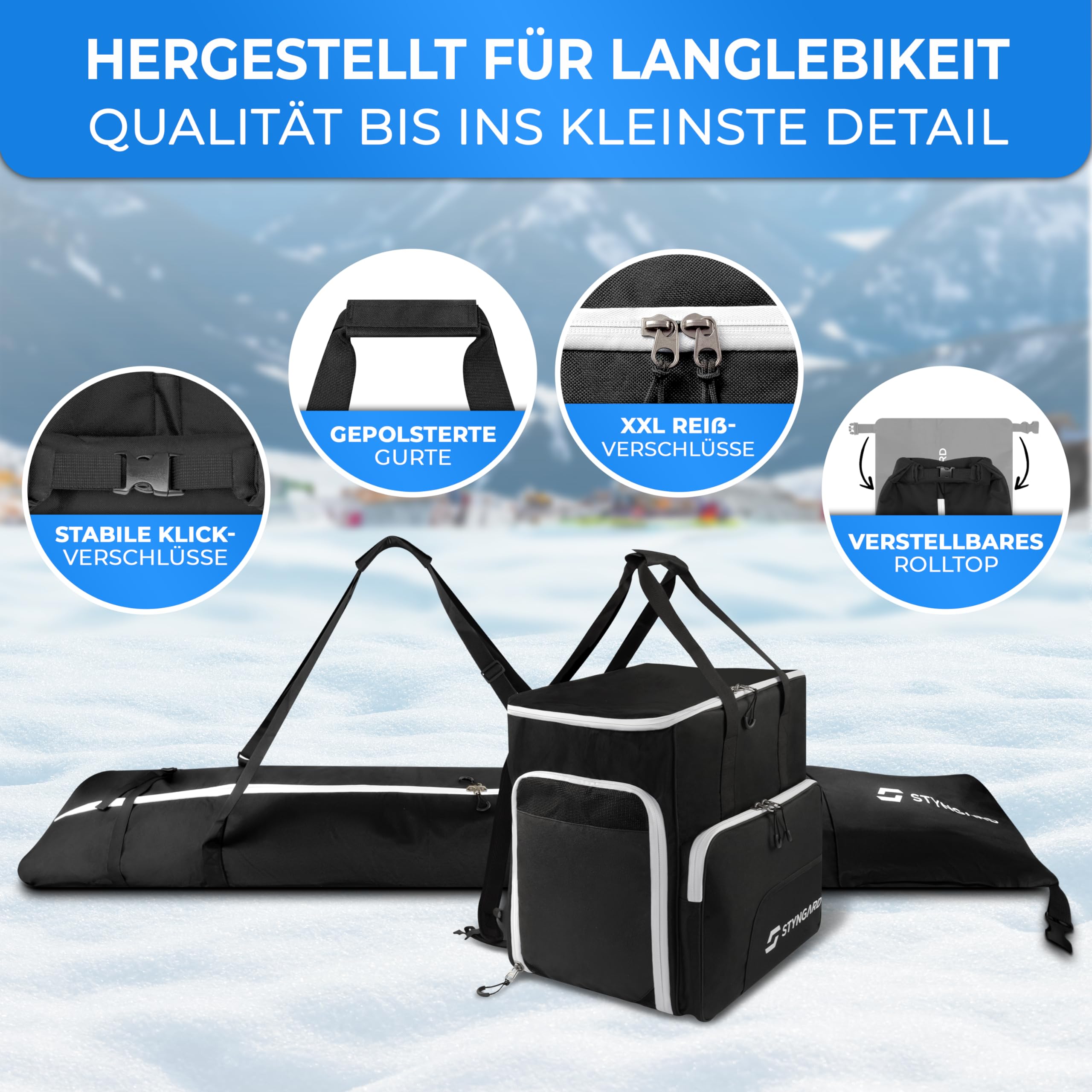 STYNGARD Set di borse da snowboard con tasca per stivali, da 140 cm a 190 cm), con imbottitura nella zona di legatura, borsa da snowboard modello Calgary