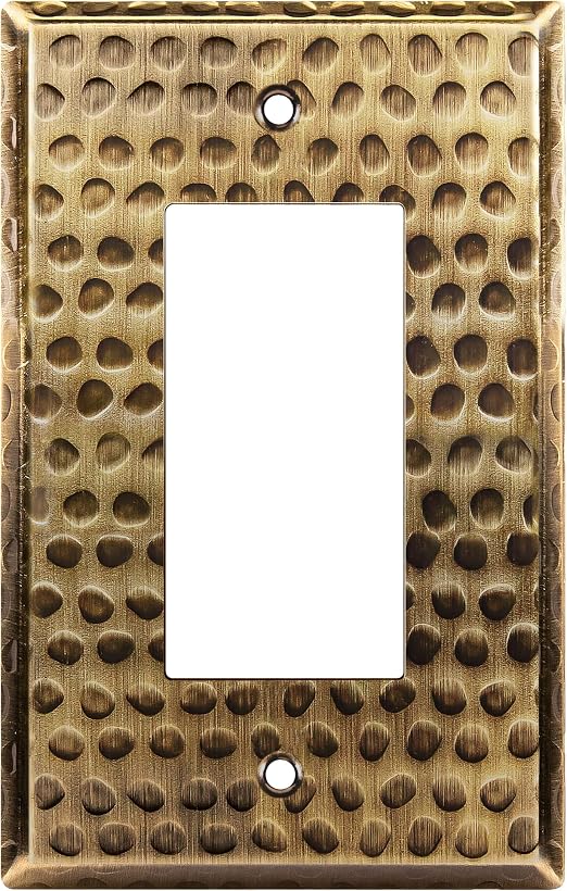 LIDER Edelstahl-Wandplatte 4-fach Gehämmertes Messing – 12,4x21,8 Cm, Korrosionsbeständig, Für Steckdosen/Schalter