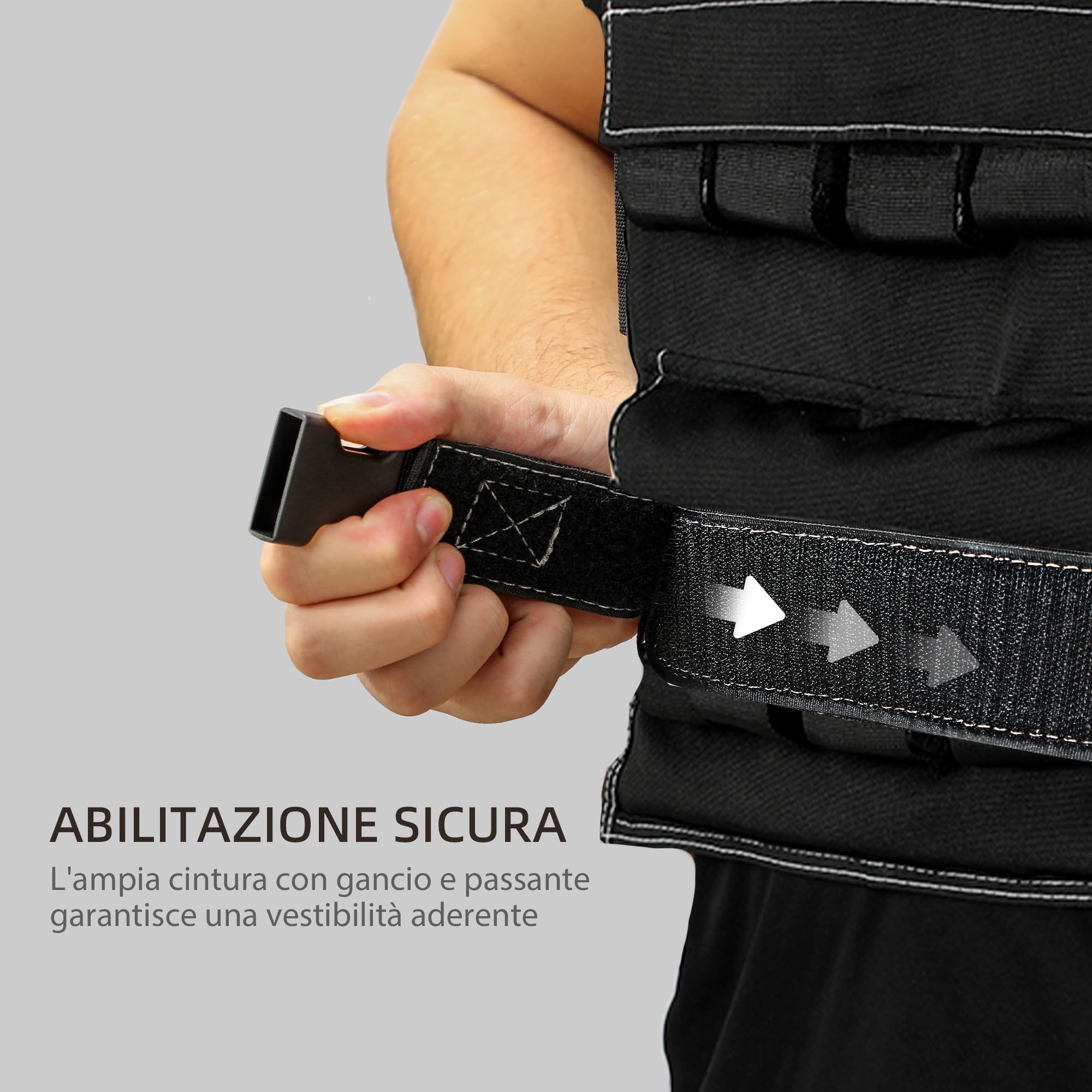 SPORTNOW Gilet Zavorrato Regolabile 20kg con 20 Pesi, Gilet con Strisce Riflettenti, Vestibilità Aderente per Allenamento a Casa, Corsa ed Esercizi Cardio, in Tessuto Oxford, 50x40 cm, Nero