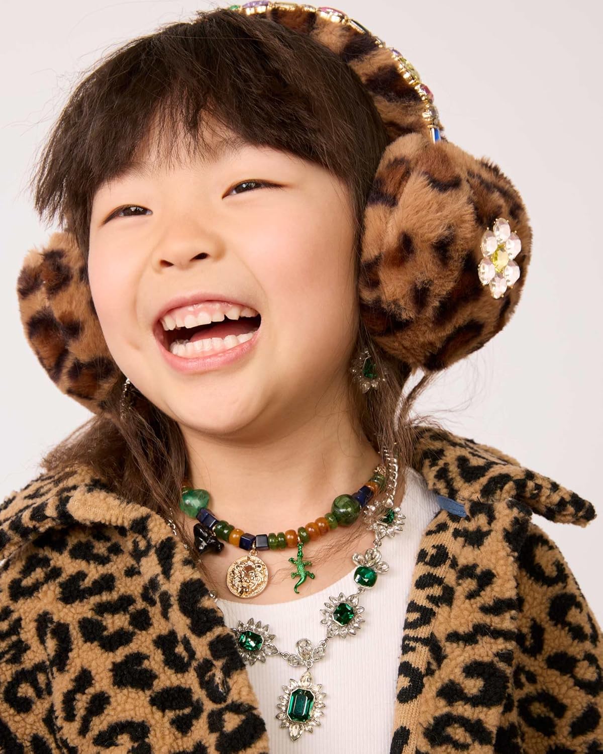 Super Smalls Jungle Bundle | Leopard Earmuffs + Leopard Gloves | Embelleshed with Colorful Gemstones | Ages 3+