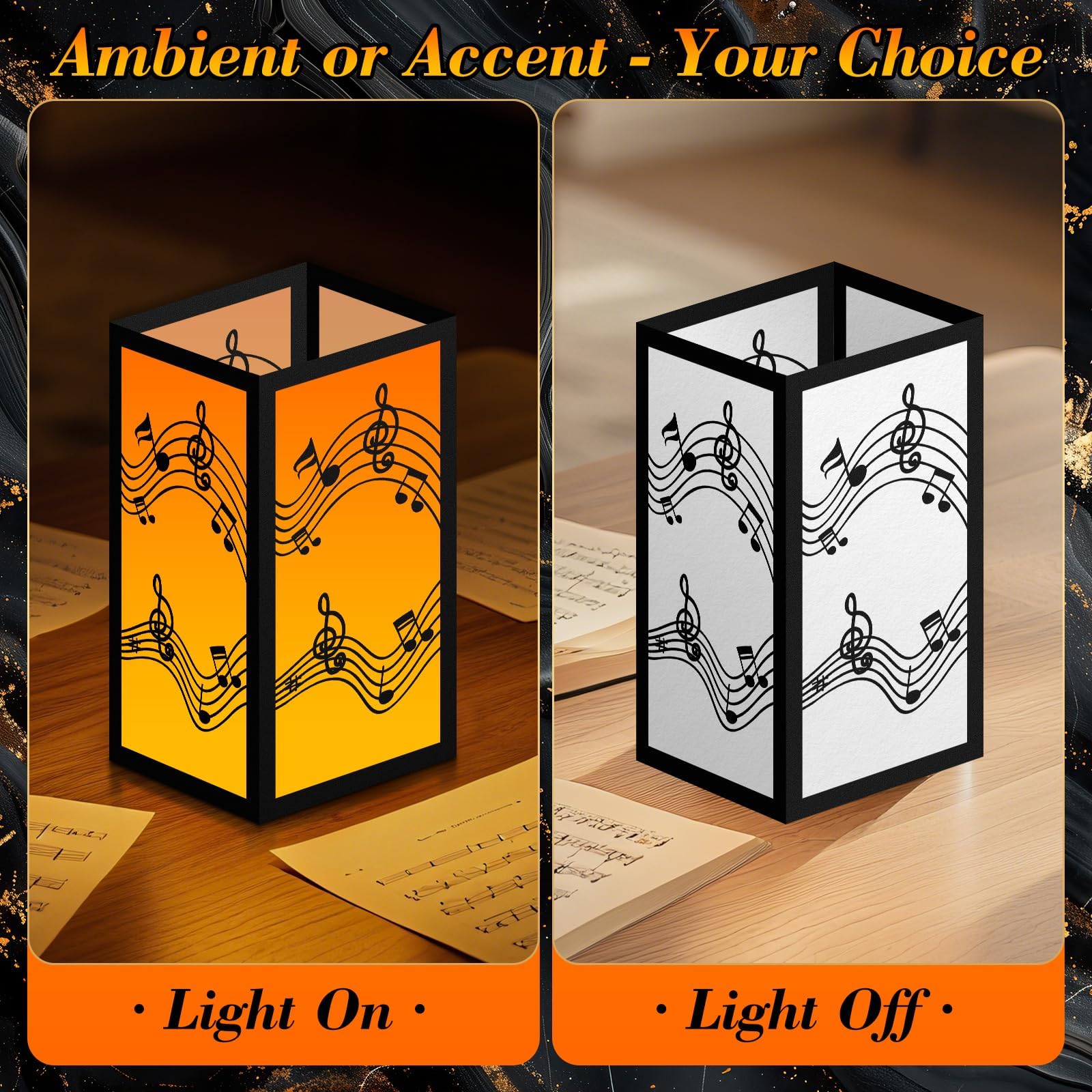 12 piezas de centros de mesa de música para notas musicales de mesa, cajas de faroles de papel con velas temáticas musicales, decoración de fiesta, farol de concierto, centro de mesa, velas