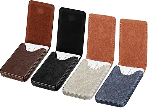 Miniatura 8 de Funda para tarjetas de visita de 4 piezas cartera con bloqueo RFID tarjetero de crédito minimalista piel sintética delgada con cierre magnético para