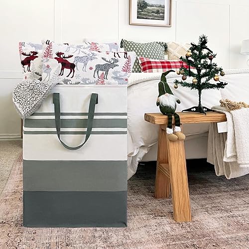 Miniatura 8 de Goodpick Large Laundry Hamper, 2-Pack 75L Tall Laundry Basket, Clothes Hamper Basket Organizer with Extended Handles, Folding Laundry Baskets for