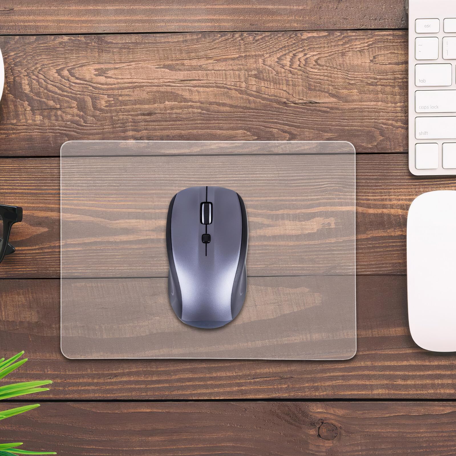 Uonlytech Tappetino per Mouse in Vetro Trasparente per Ufficio e Gaming Tracciamento ad Alta Velocità e Precisione, per Workstation e Scrivanie da Lavoro