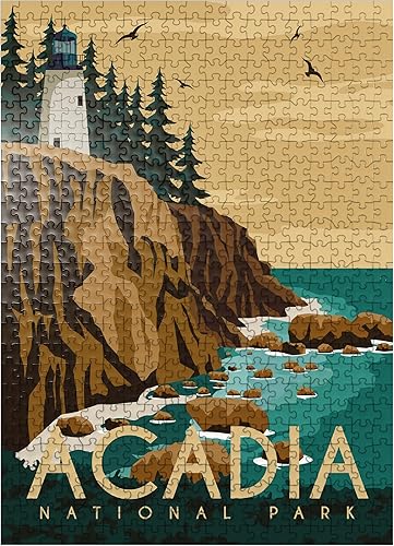 Miniatura 8 de MyPuzzle Acadia National Park Maine USA Art Deco - Póster vintage con ilustración - Rompecabezas de 1000 piezas prémium para adultos