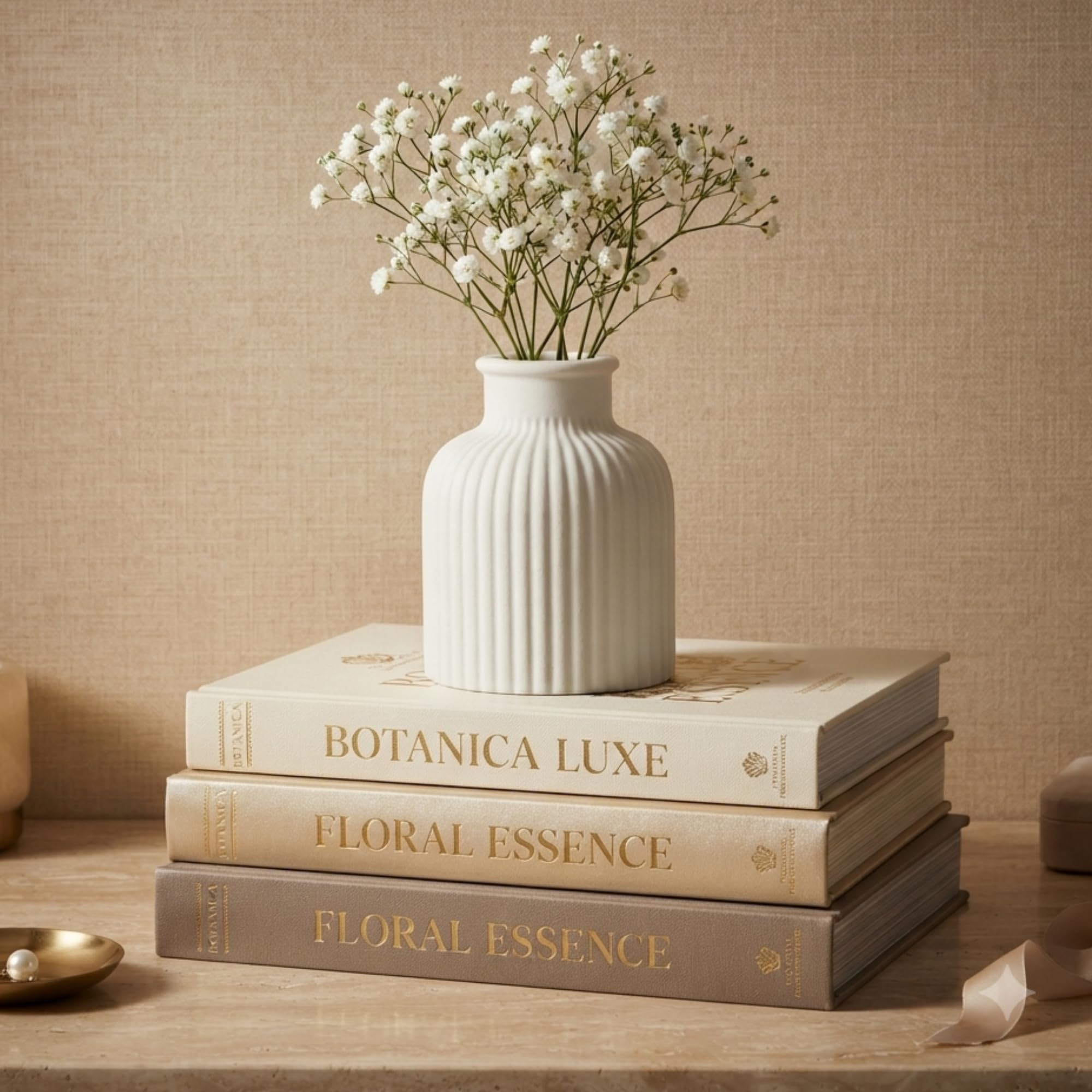 The Grey Blend® Concrete Stripe Vase | Small Flower Vase for Living Room & Home Decor | White Vase | Mini Flower Pot for Table, Aesthetic Dining Centrepiece (Stripe)-image-15