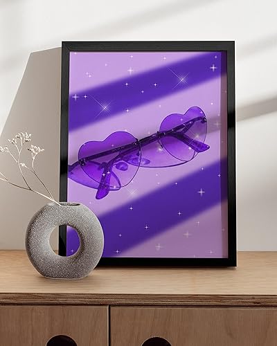 Miniatura 4 de HAUS AND HUES Arte de gafas de sol para decoración estética de habitación, arte estético de pared morado y pósteres morados fríos para habitación,