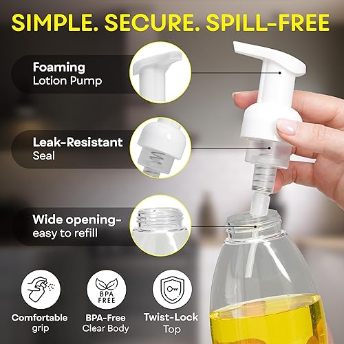 Miniatura 4 de BRIGHTFROM Botellas dispensadoras de jabón espumoso, sin BPA, recipiente de plástico vacío recargable para jabón líquido, cocina, baño, comercial, 8