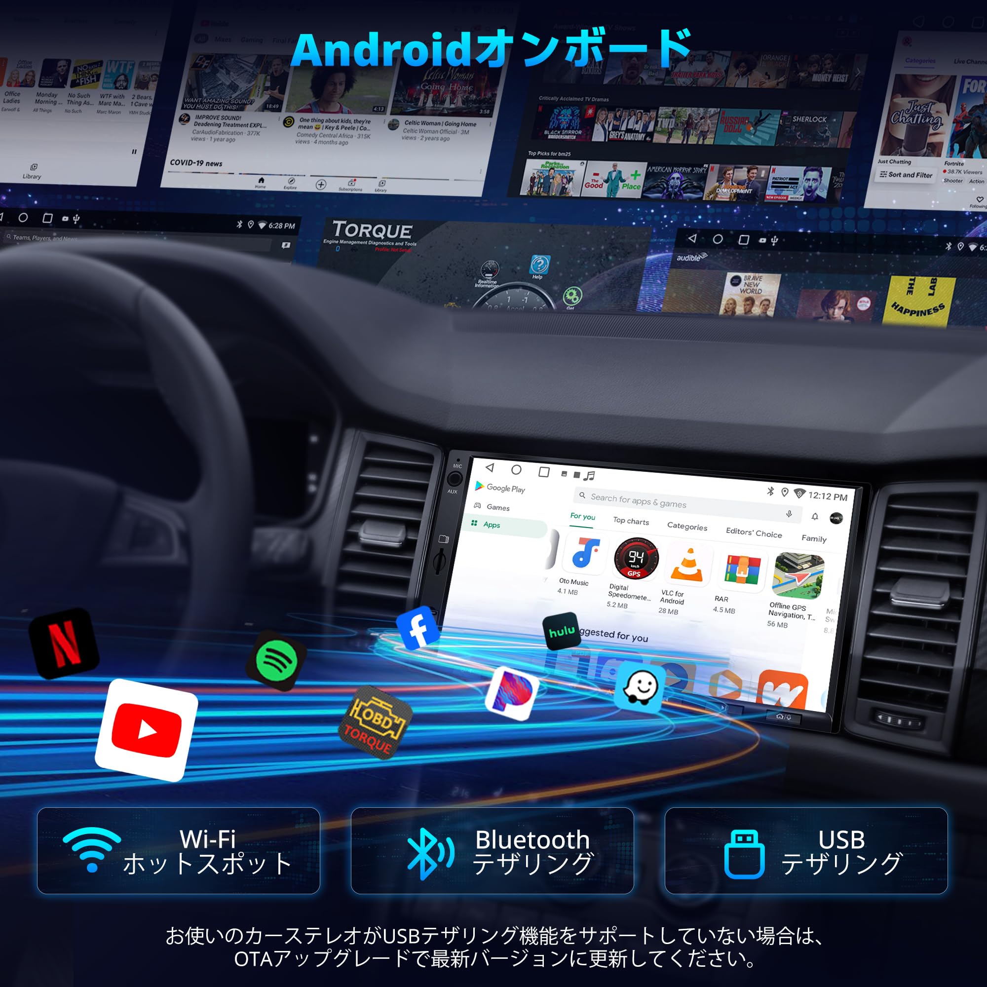 Amazon.co.jp: ATOTOEXCEL A5L 7インチ Android 2DIN ディスプレイ