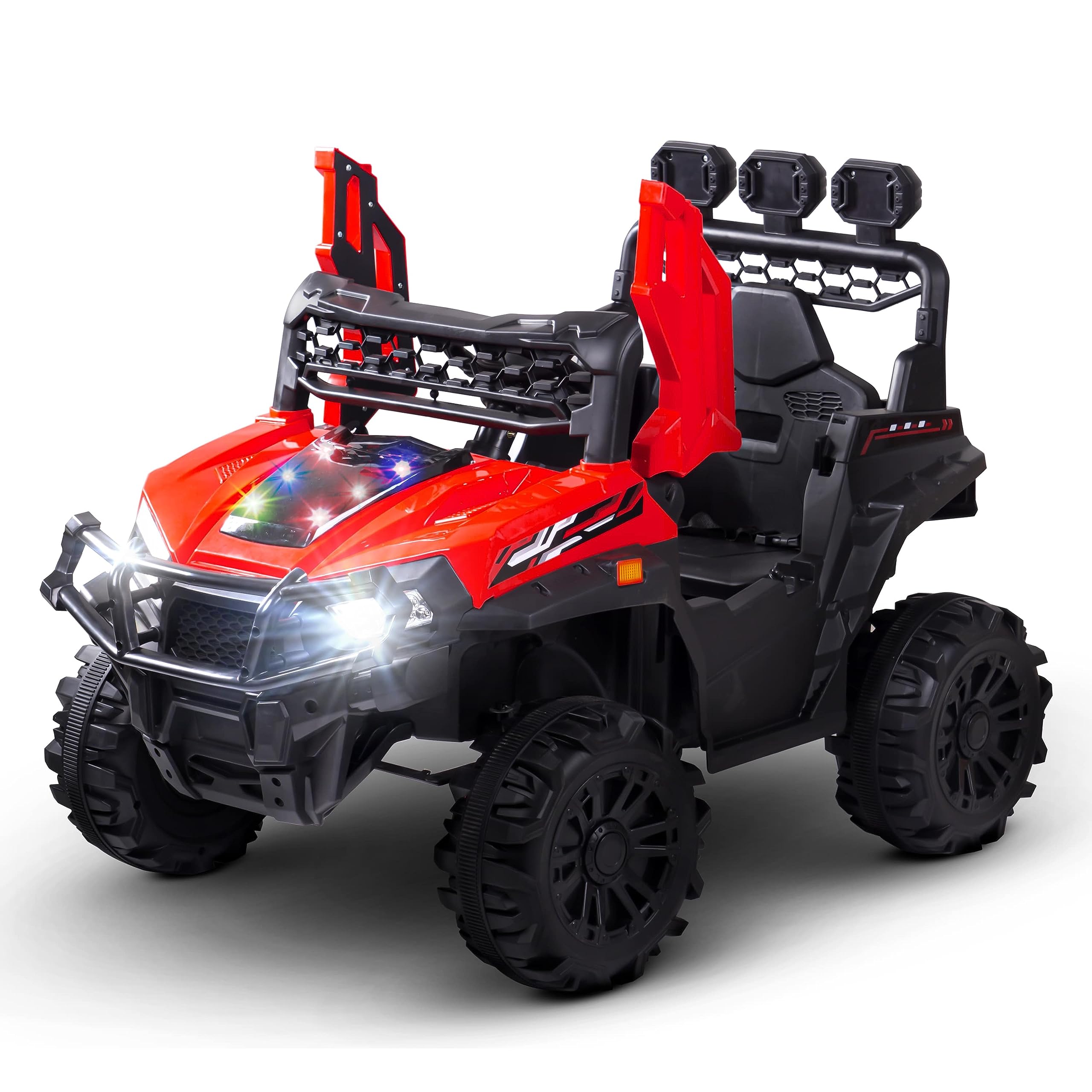 BAYBEEBroot Rechargeable Battery Operated Jeep for Kids, Ride on Kids Car with Music & Light | Baby Big Battery Car | Electric Jeep Car for Kids to Drive 3 to 8 Years Boy Girl (Red)