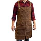 16oz Heavy Duty Waxed Canvas Work Apron - Rugged & Water-Resistant, for all Tough Jobs