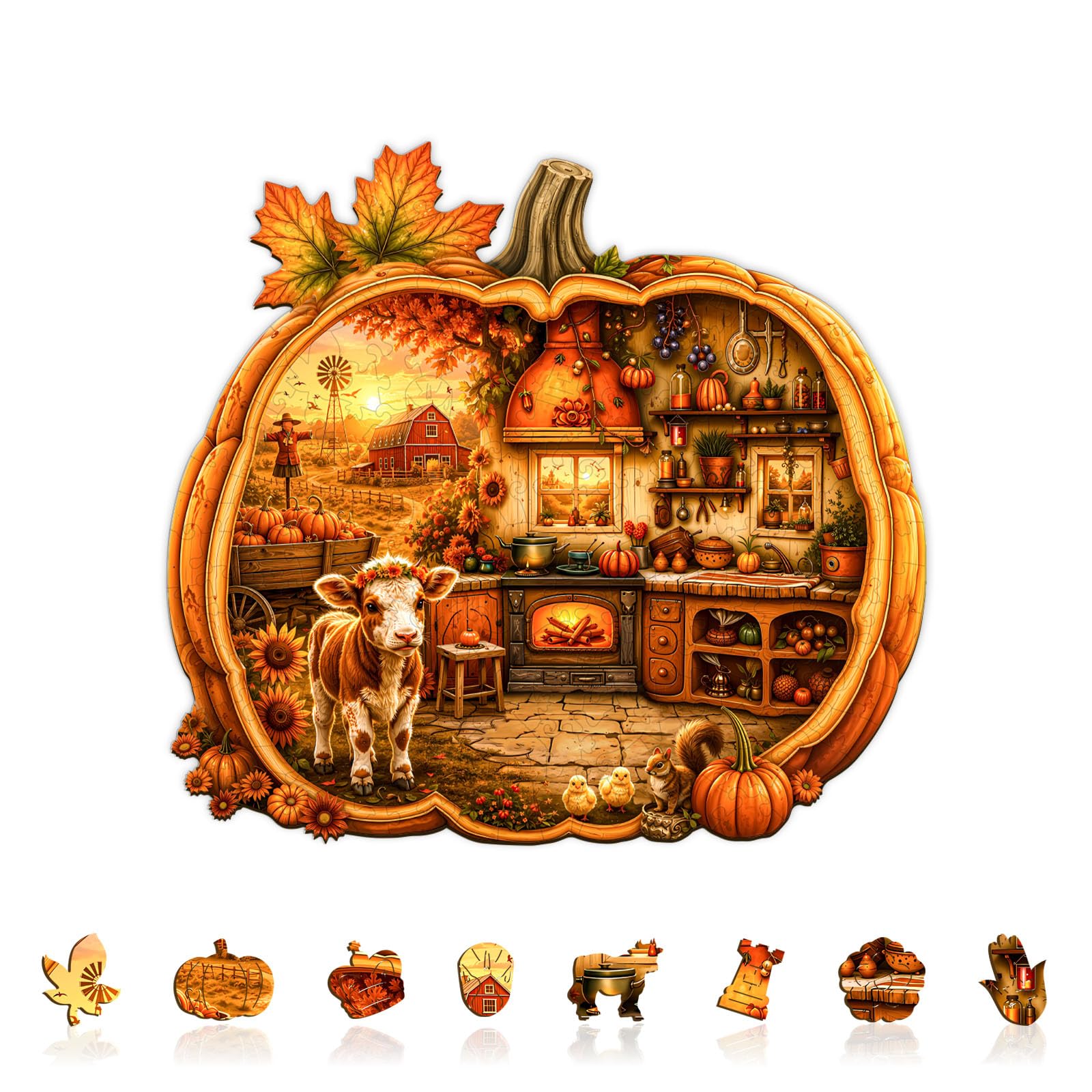 Wooden Puzzles for Adults, Cozy Pumpkin Cottage Wood Puzzle