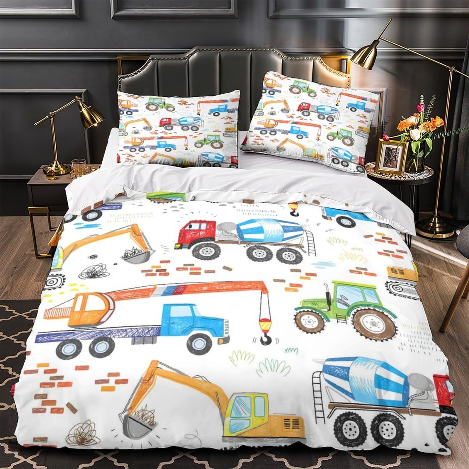 Bagger Traktor Bettwäsche Set Kinder Microfaser Jungenzimmer