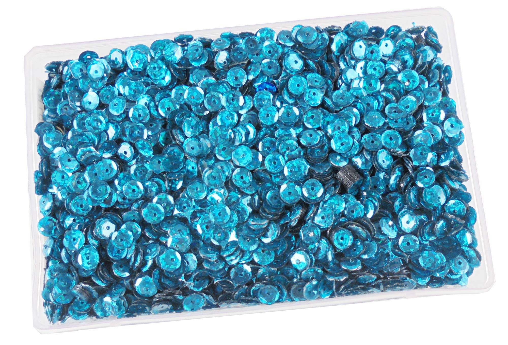 eshoppee 100 gm Designer Sequins (Sitara), 6mm Dark Sky Blue Sequins for Embroidery, Embellishing Handbags, Apparels, for Art and Craft DIY Kit (6, 100 gm)