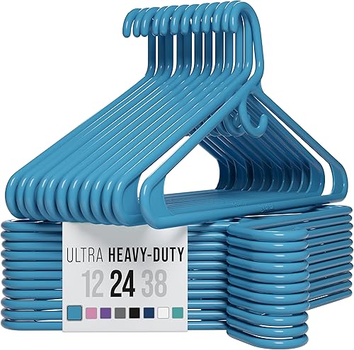 Perchas de ropa de plástico ultra resistentes - Azul - Percha duradera para abrigos, trajes y ropa (paquete de 24 - azul)