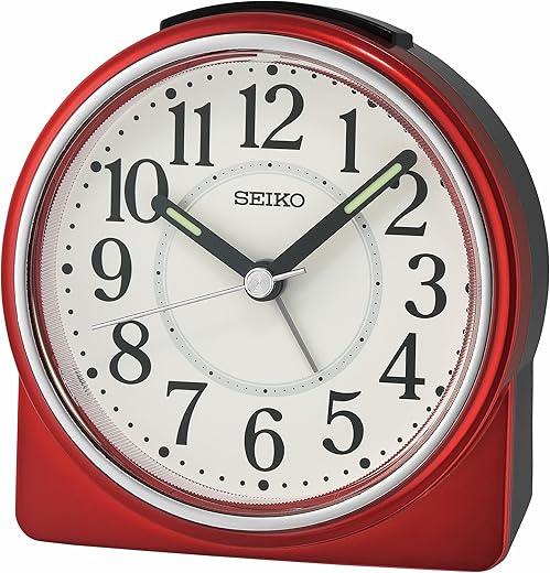 SEIKO Marui Bedroom Alarm Clock, Metallic Dark Red