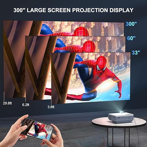 Vista 5 de Proyector con WiFi y Bluetooth, proyector de actualización FUDONI Native 1080P 14000L 4K compatible, proyector portátil de cine al aire libre