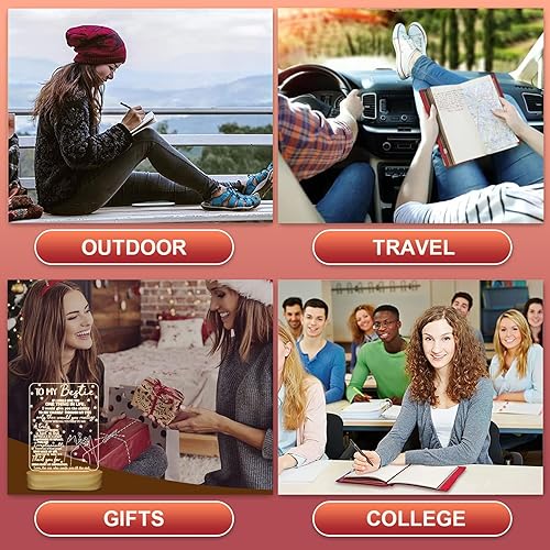 Miniatura 6 de Diario personalizado para regalo, diario de cuero con inicial rosa + juego de bolígrafo de corazón de diamante, cuaderno de viaje, bloc de notas