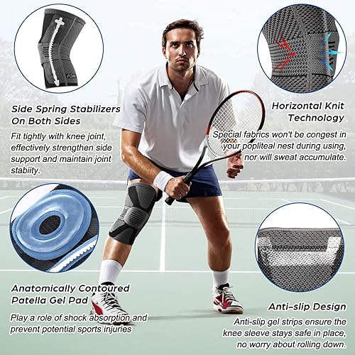 Miniatura 3 de NEENCA Rodillera profesional para aliviar el dolor, rodillera médica de compresión, soporte de rodilla con tecnología de punto horizontal para