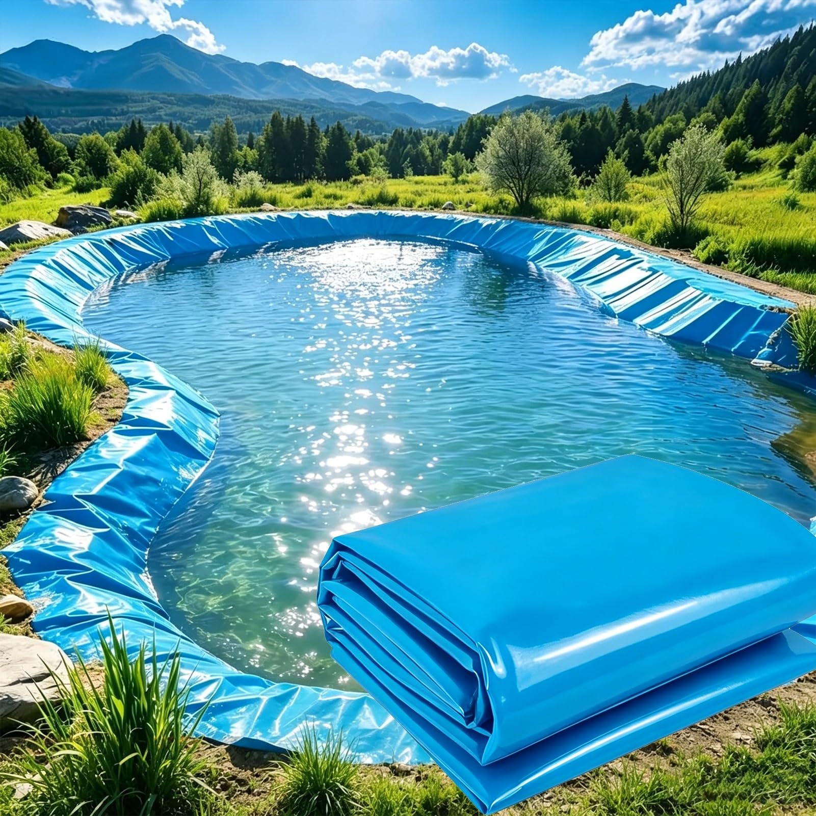 MARXAN Telo Preformato per laghetto da 0,12 mm, Flessibile e Impermeabile, per laghetti per Pesci Koi, Acqua all'aperto, con Membrana Durevole per laghetto - 4x6m 7x8m 8x10m 10x12m(6x6m)