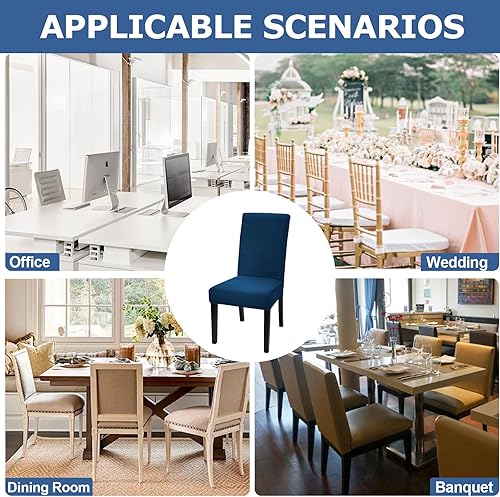 Miniatura 9 de Alishomtll Juego de 6 fundas para sillas de comedor, fundas de terciopelo de alta elasticidad para sillas de comedor, fundas elásticas extraíbles y