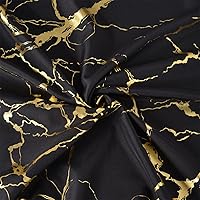 Vista 2 de Cortina de ducha negra - Cortinas de ducha de mármol negro y dorado con lámina de oro impresa de lujo para baño, cortina de baño con purpurina