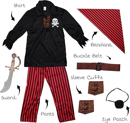 Miniatura 5 de Disfraz de pirata para niños pequeños y niñas