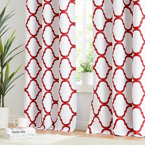 Miniatura 8 de Melodieux Juego de 2 cortinas marroquíes de moda para cocina, cortinas geométricas con bolsillo para barra, para cafetería, baño, ventanas pequeñas,